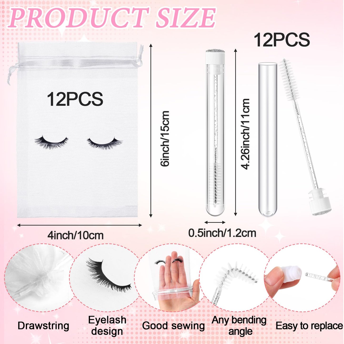 Zhehao 80 Pcs Lash Shampoo Bottle Brushes Set 20 Eyelash Shampoo Foam Pump Dispensers 20 Lash Aftercare Bag 20 Lash Brushes Pipes 20 Lash Shampoo Brushes, Lash Extension Cleaning Kit(White, Sliver)