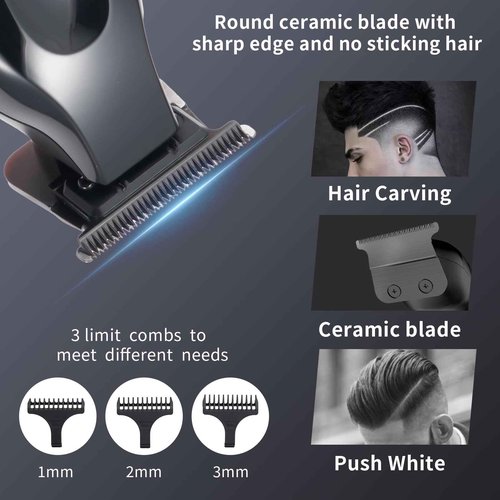 KOMINGDON Beard Trimmer for Men Professional,Liners Trimmer Hair Clippers, Precision Edgers Barber Clippers,Zero Gapped T-Blade Hair Trimmer Kit with LCD Display, Hair Cutting Mustache Facial