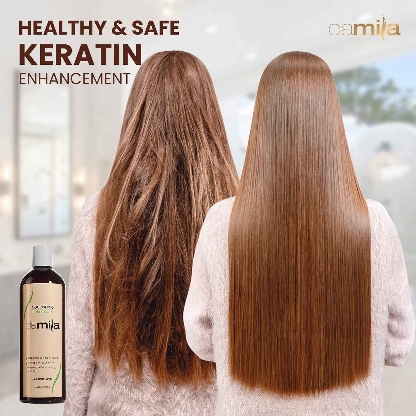 damila Nourishing Conditioner with Keratin & Aloe Vera - Perfect for Damaged, Frizzy, Curly, or Dry Hair (33.8 Fl Oz)