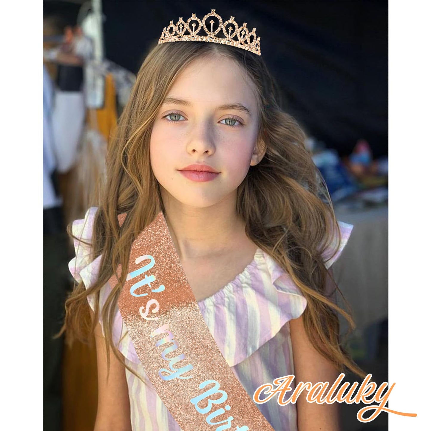 Araluky Birthday Crown and Sash for Women & Glitter Its My Birthday Sash Birthday Tiara for Women Birthday Crowns for Women Birthday Queen Sash and Tiara, alloy