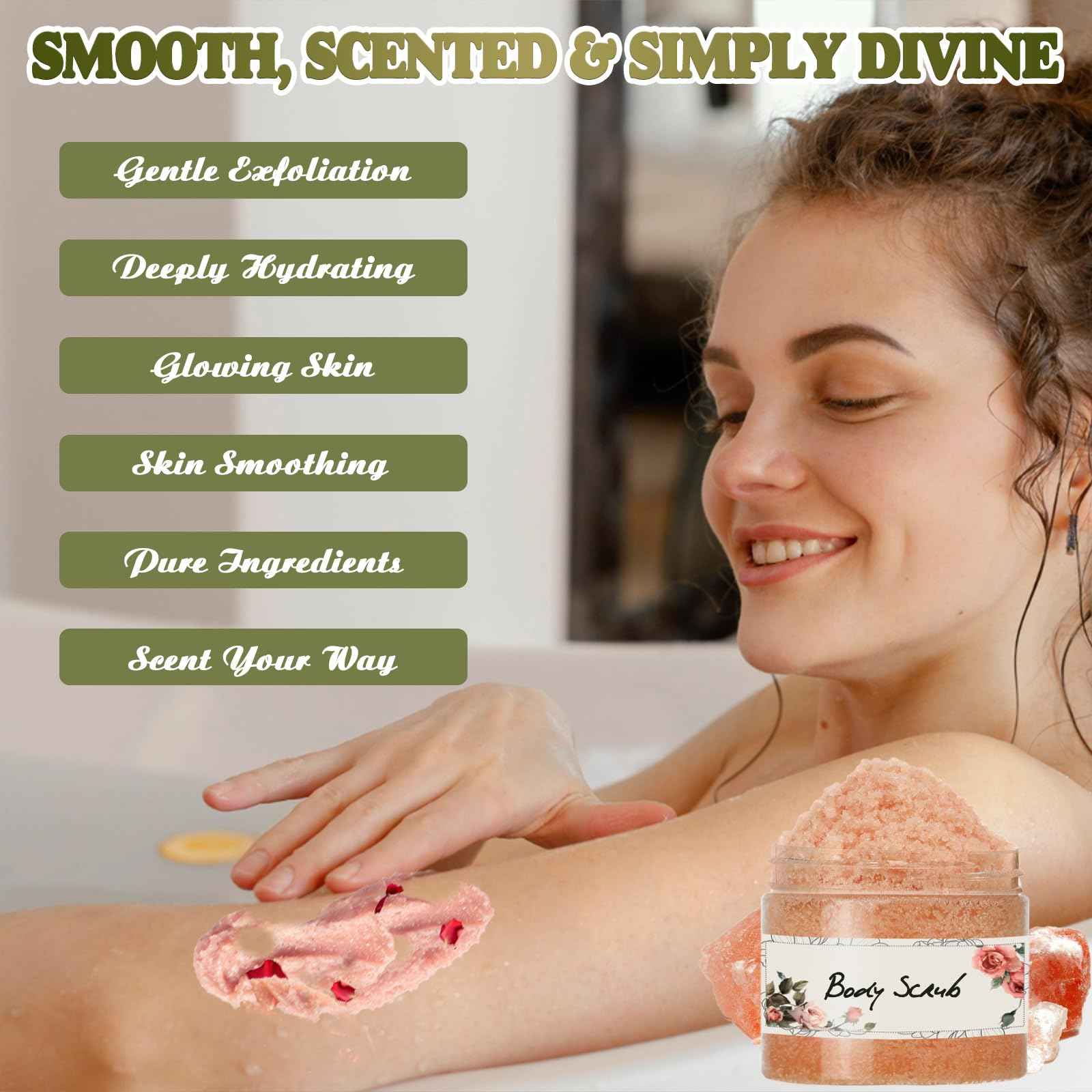 THALUNA Body Scrub Making Kit, Salt DIY Body Scrub Kit to Make Your Own Spa Kit with Pink Salt, Argan Oil, Essential Oils, Moisturizing Gentle Exfoliating Bath Sets for Women Gift Christmas Gift Girls