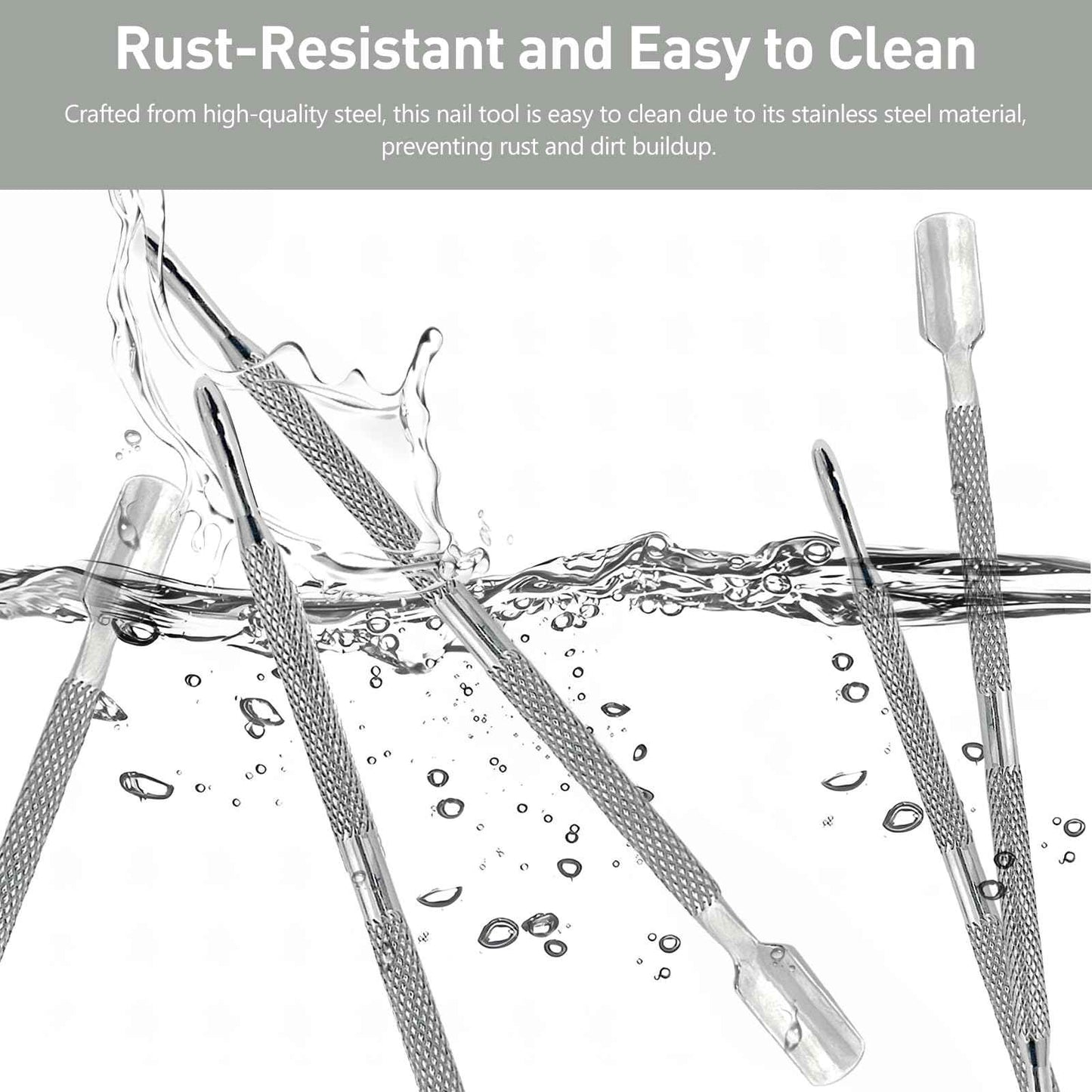 5-Piece Dual-Sided Cuticle Pusher Set - Professional Stainless Steel Manicure Pedicure Nail Care Tools