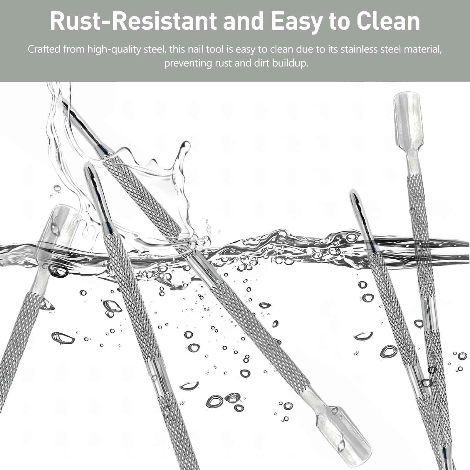 5-Piece Dual-Sided Cuticle Pusher Set - Professional Stainless Steel Manicure Pedicure Nail Care Tools