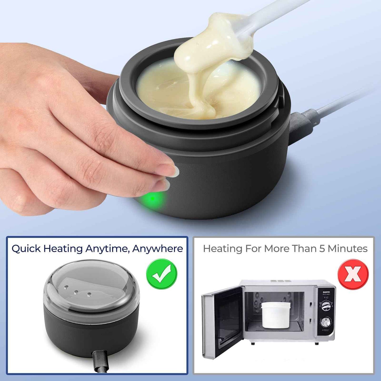 SUERBEATY Nose Wax Kit Men, Nose Hair Wax Kit with 100 g Nose Wax, Use 20 Times, Nose and Ear Hair Removal Kit For Men, USB Fast Heat, Constant Temperature, Multi-Accessories, Travel Use, Light Black