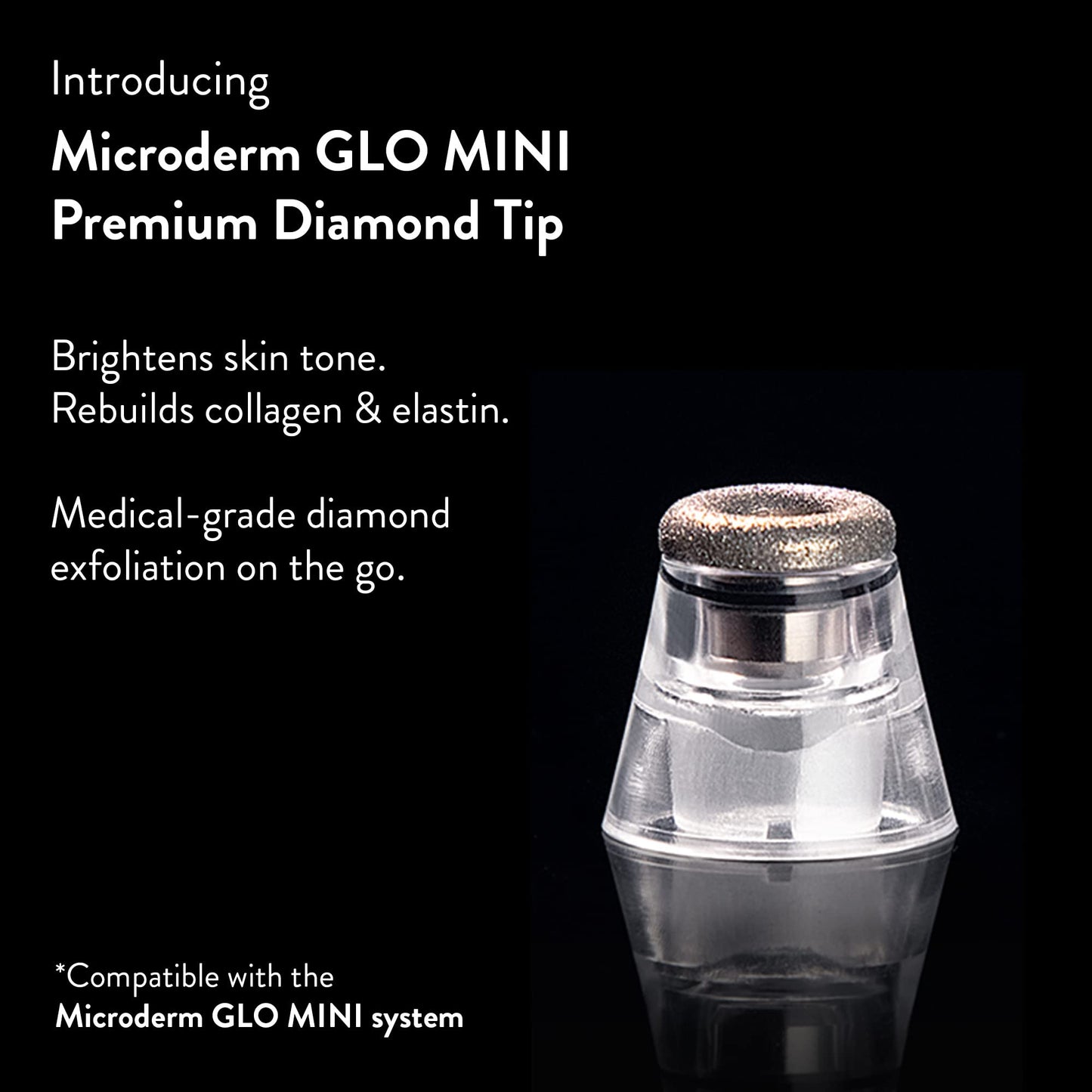 Microderm GLO MINI Premium Diamond Microdermabrasion Tips by Microderm GLO - Medical Grade Stainless Steel Accessories, Patented Safe3D Technology, Safe for All Skin Types. (Premium)