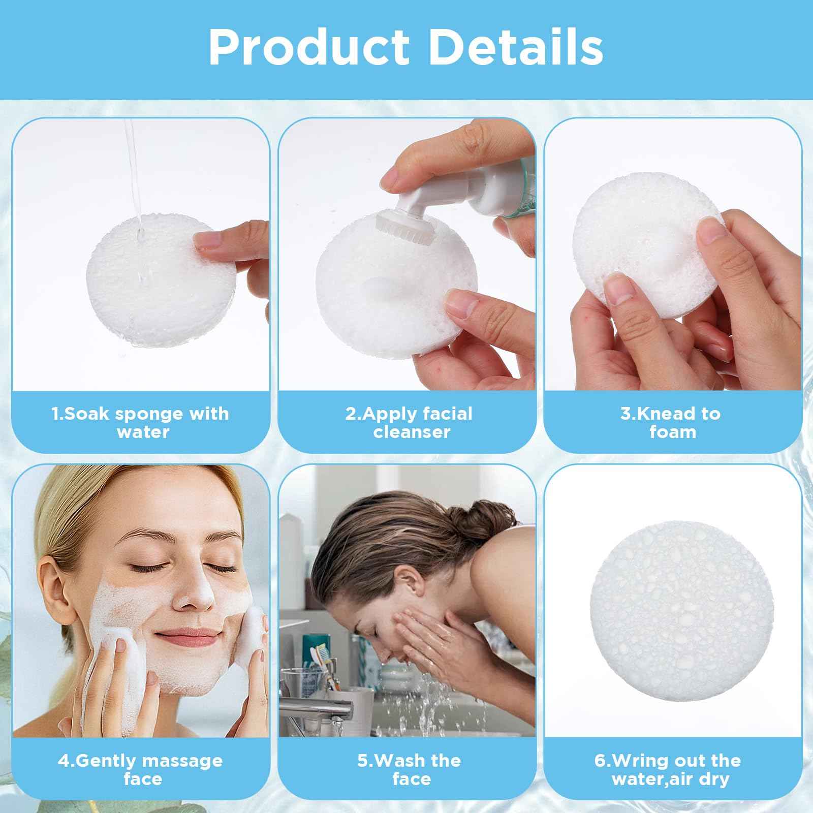 300 Count Compressed Facial Sponges Disposable Exfoliating Pads Face Cleansing Sponges Professional Cosmetic Makeup Spa Spong for Facial Cleansing, Exfoliating, Makeup Removal