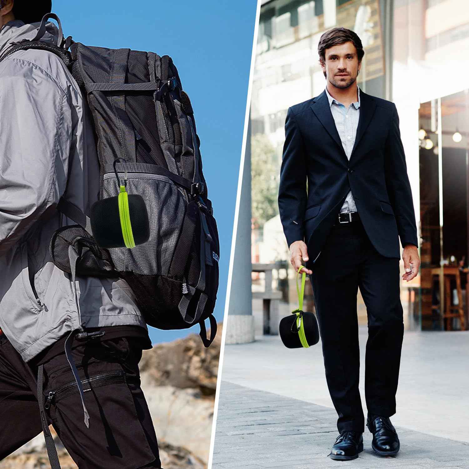 Thowapou Hard Case Compatible with Microtouch/for Tustow/for Redbreak/for SOLIMPIA Electric Shaver, (Case Only) for Titanium Head Shavers for Bald Men, Travel Electric Razor Storage Box (Black Green)