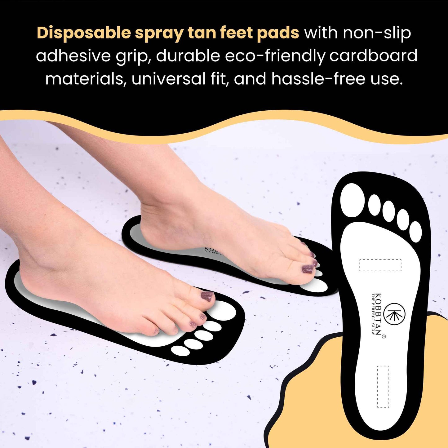 KobbTan 120Pairs Spray Tan Feet Pads Disposable & Economic for Spray tanning,Use in Tanning booth,Sunless Tanning at Home or Beauty Salon-Non Slip-Comfortable-Hygienic-Ultra Bronzing (Black)