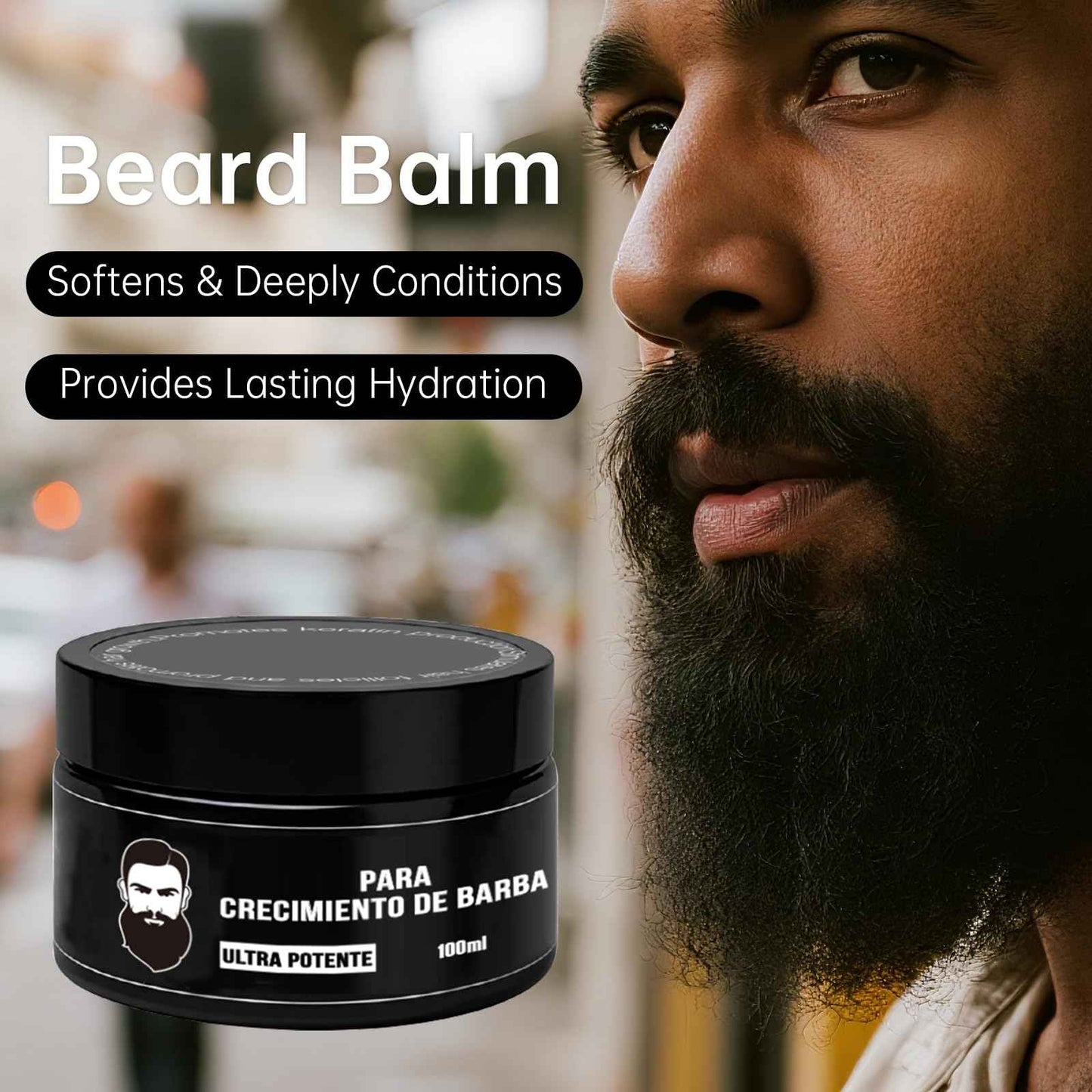 Estimulante Para Barba – Bálsamo de Crecimiento Ultra Potente, Barba Crema, Beard Growth Balm, Moisturizes & Strengthens Beard, 100 ml / 3.5 oz(3PC)