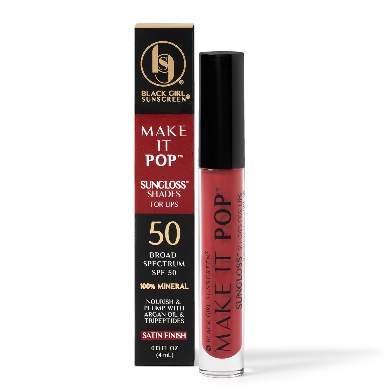 BlackGirlSunscreen BLACK GIRL SUNSCREEN - Make It Pop Sungloss - Revolutionary Sun Protection and Gloss in One - SPF 50 (Cherry Noir)