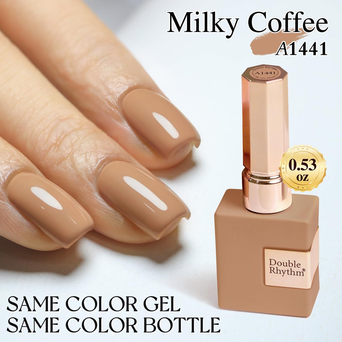 Double Rhythm 15ML Gel Nail Polish Pure Sheer Same Color Same Bottle Soak Off Gel Polish Art Manicure Salon DIY at Home for Women (Deep Nude-A1441)