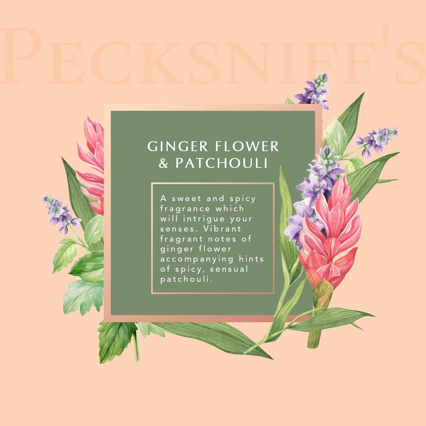 Pecksniffs Luxury Bath Gift Set, Ginger Flower and Patchouli Moisturizing Hand Soap and Body Lotion Set with Caddy, 10.1 Fl Oz