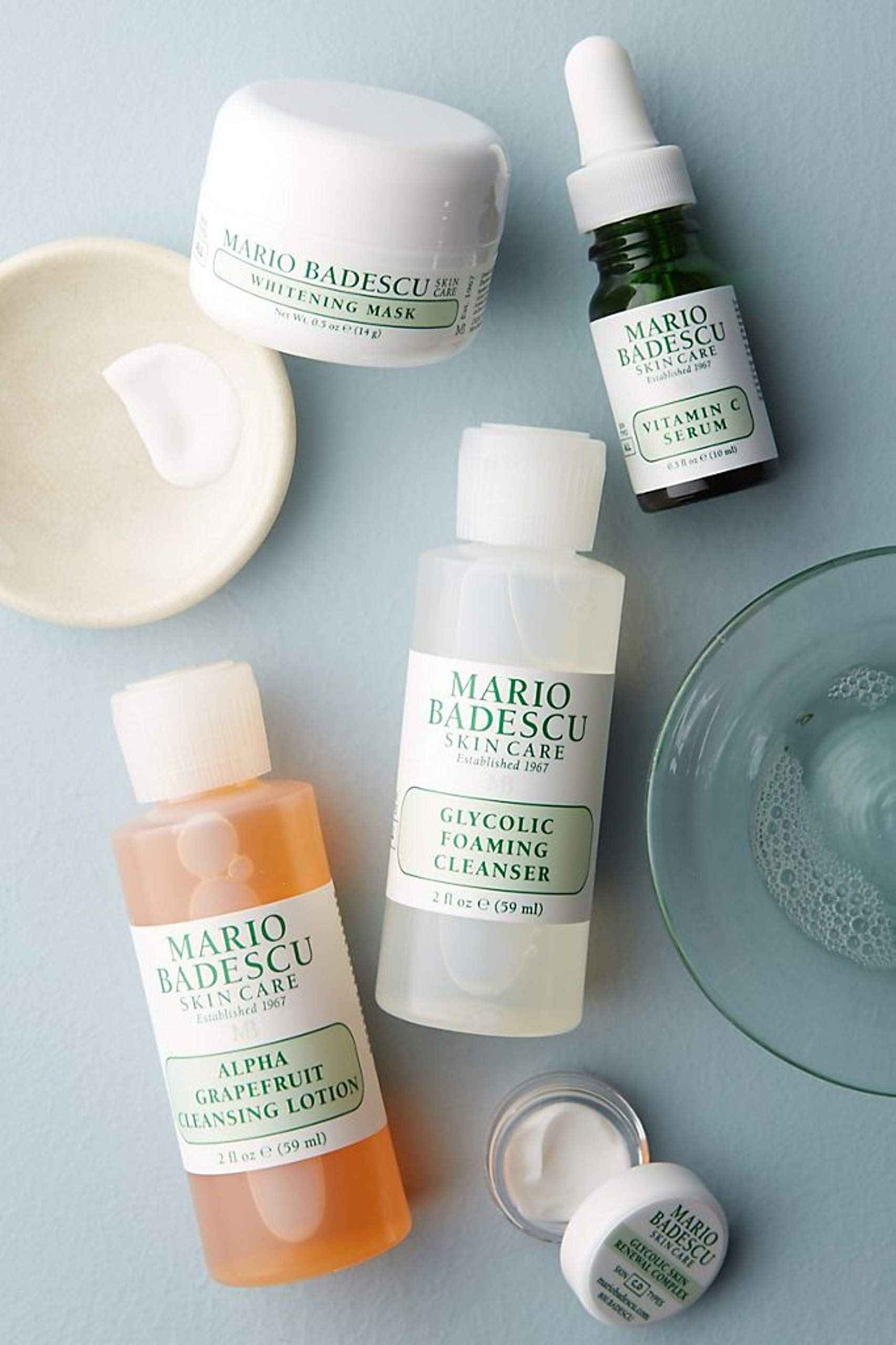Mario Badescu The Brightening Kit, 5 Piece Kit With Glycolic Foaming Cleanser, Alpha Grapefruit Cleansing Lotion, Vitamin C Serum, Whitening Mask & Glycolic Skin Renewal Complex