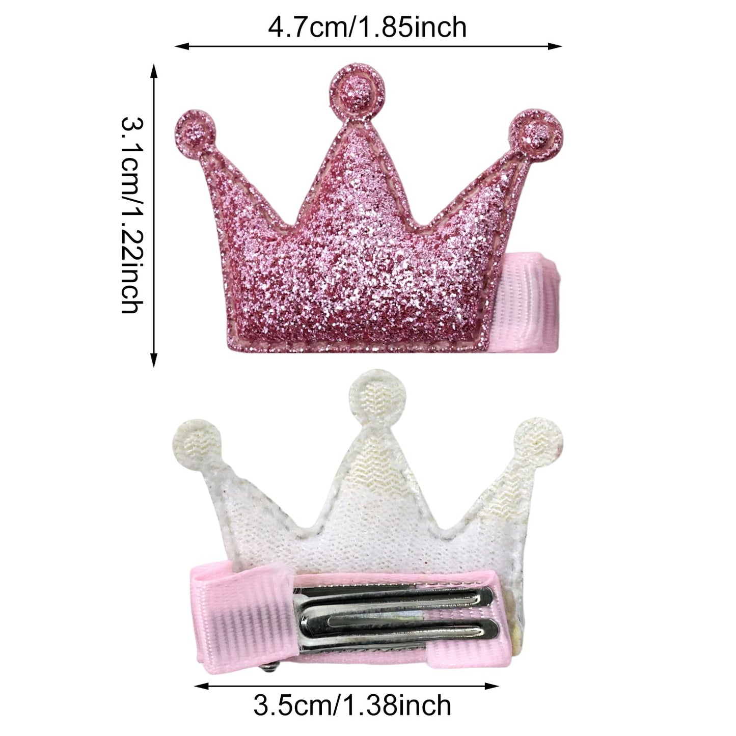 Honbay 12PCS Glitter Shiny Crown Hair Clips Adorable Hairpins Hair Accessories, 6 Colors (Glitter Powder)