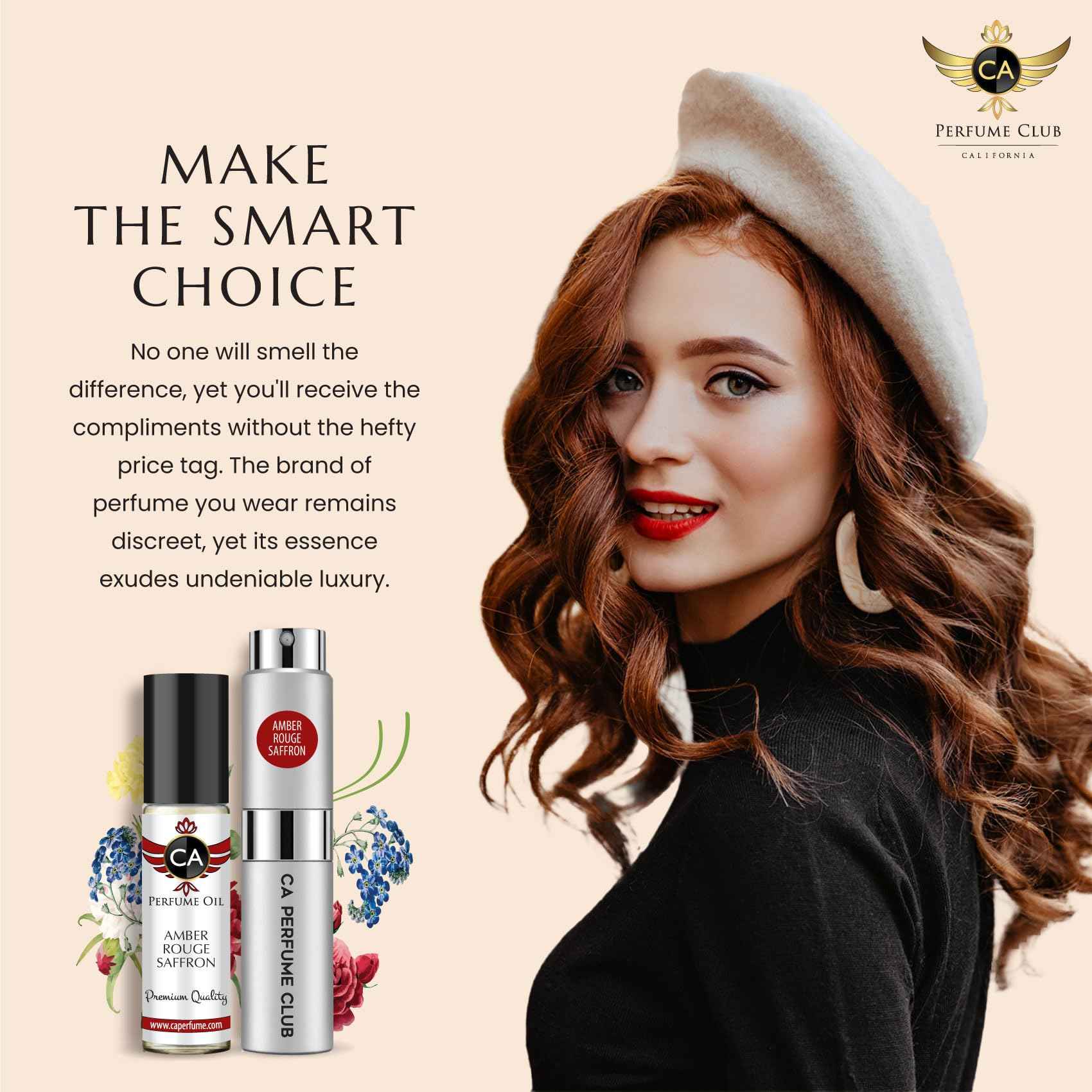 CA Perfume Duo Impression of Amber Rouge Saffron For Women and Men Fragrance Layering Set Bundle – Eau De Parfum + Body Oil Roll-On Bottle (Set of 2, 0.27 Fl Oz + 0.33 Fl Oz)