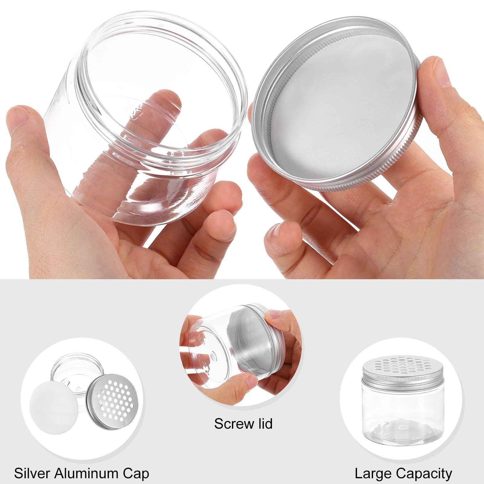 HARFINGTON 12 Pcs Empty Scent Beads Storage Container 5oz/150ml Air Freshener Tins Round Refillable Spice Containers Plastic Jars Sample for Travel Storage