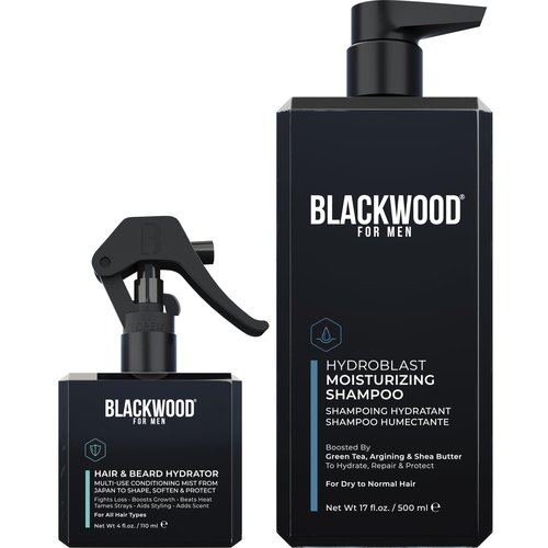 Blackwood For Men Hair & Beard Hydrator Spray (4oz) + Hydroblast Moisturizing Shampoo (17oz) Bundle - Vegan & Natural Leave-In Conditioner
