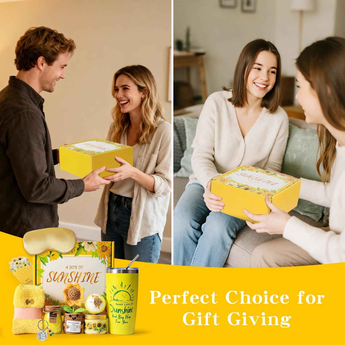 Christmas Gifts for Women, 10pcs Self-Care Package, Relaxation Spa Gift Basket for Mom Wife Grandma Daughter Friends Sister, Birthday Sunshine Gift Box Idea for Women Who Have Everything