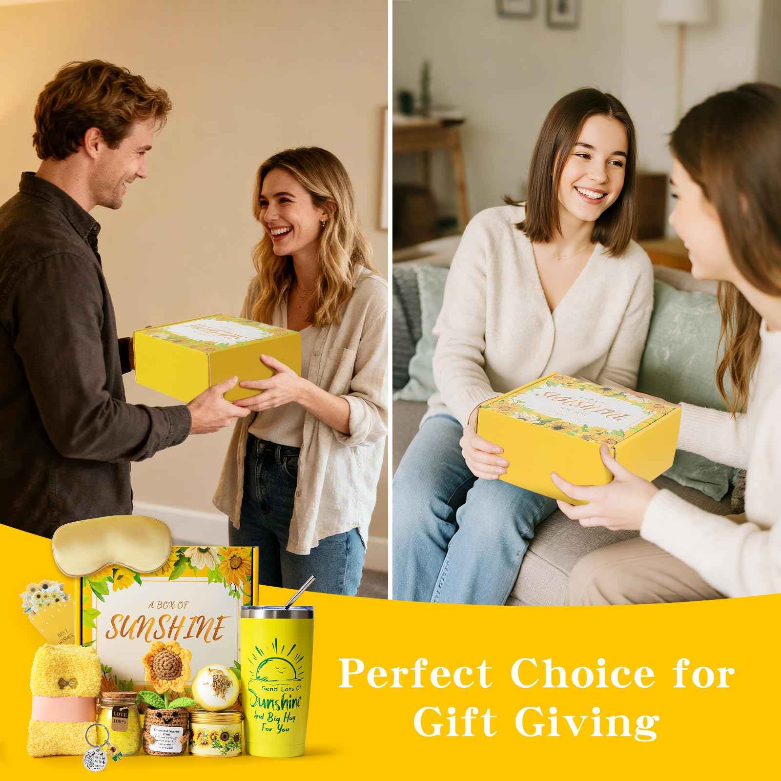 Christmas Gifts for Women, 10pcs Self-Care Package, Relaxation Spa Gift Basket for Mom Wife Grandma Daughter Friends Sister, Birthday Sunshine Gift Box Idea for Women Who Have Everything