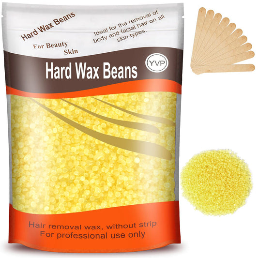 Yovanpur Hair Removal Wax Beads for Brazilian Waxing, Sensitive Skin - Face, Eyebrow, Legs At Home - 300g (10 Oz) with 10 Pearl Wax Sticks (Honey)