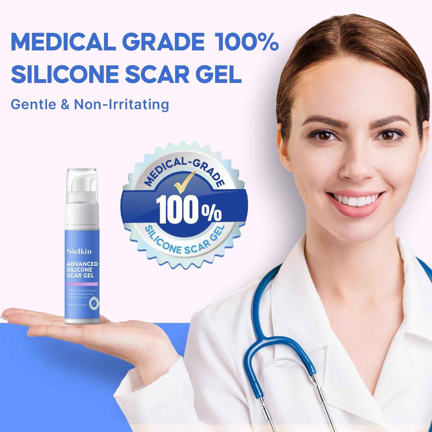 Medical Grade Silicone Scar Gel: Old and New Scars Removal Cream - Intensive Fade Surgical & C-Section Scars, Stretch & Acne Marks, Injury, Burns, Keloids, 30g, 2 Scar Sheets