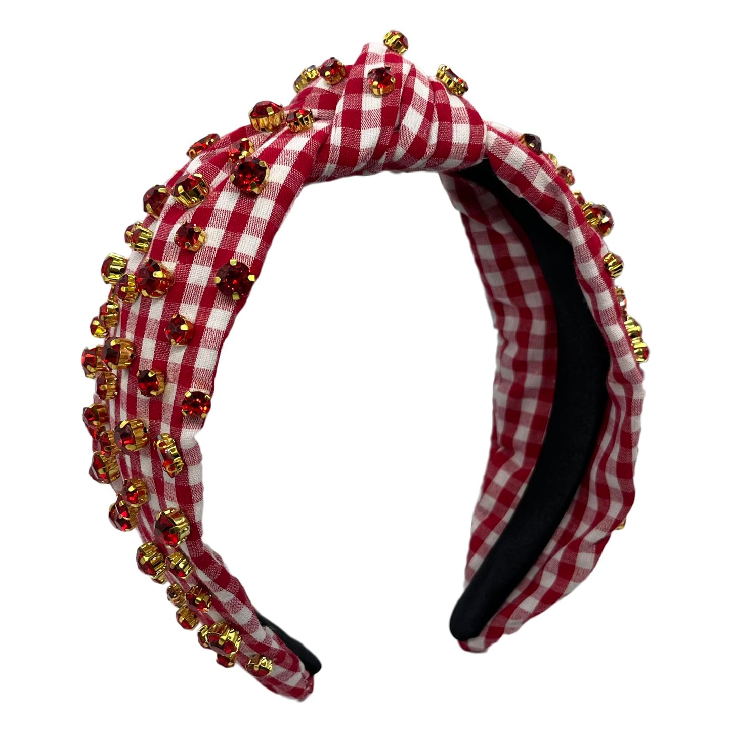 SZJULR Knotted Headband for Women Sparkle Crystal Wide Mixed Red Rhinestone Plaid Headbands Colorful Hairband Top Knot Headbands Luxury Fashion Jeweled Ladies Hair Accessories for Girls