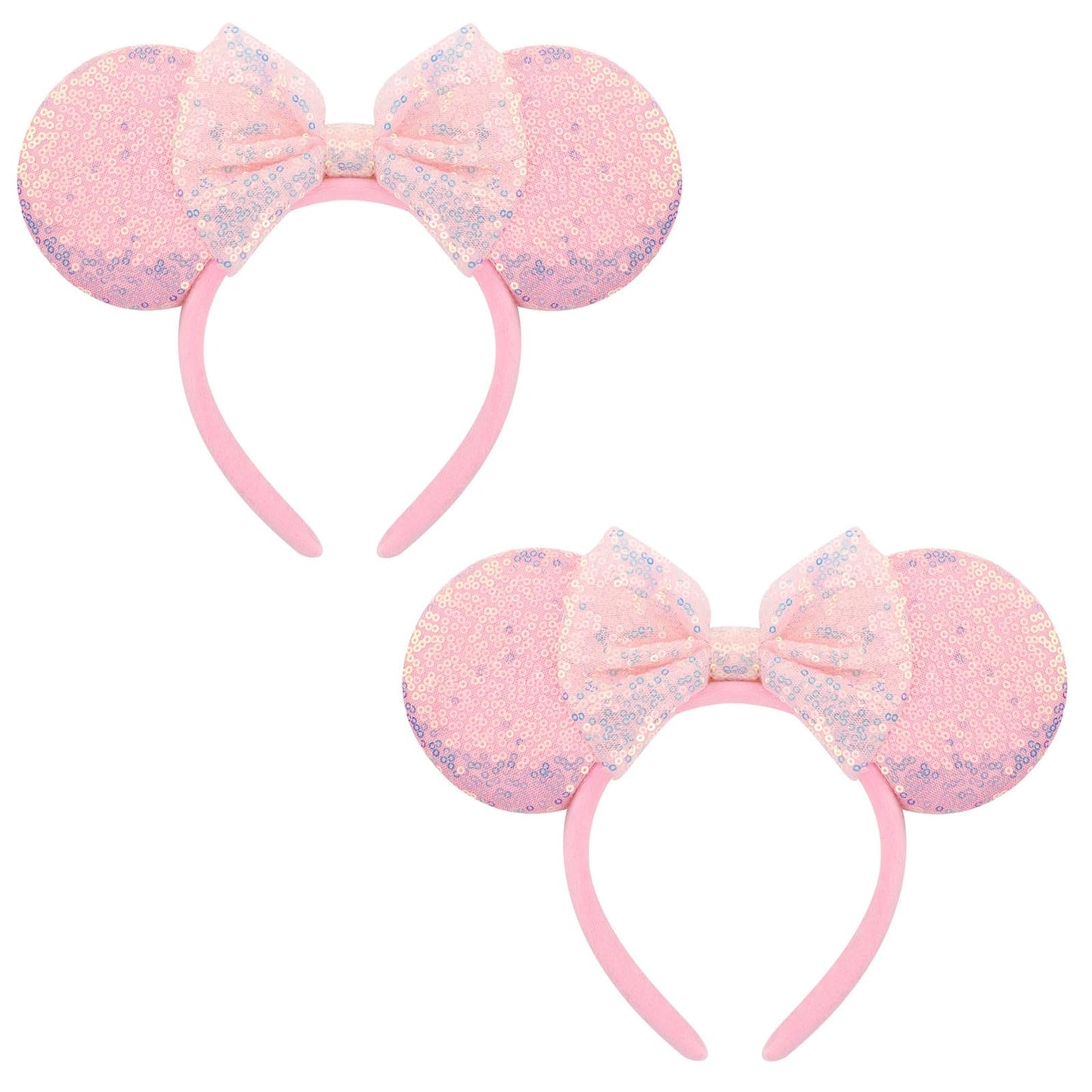 AQOKKA 2 Pcs Mouse Ears Headbands with Bow for Birthday Party, Hair Hoop Party Decoration Cosplay Costume Hair Accessories for Women & Girl