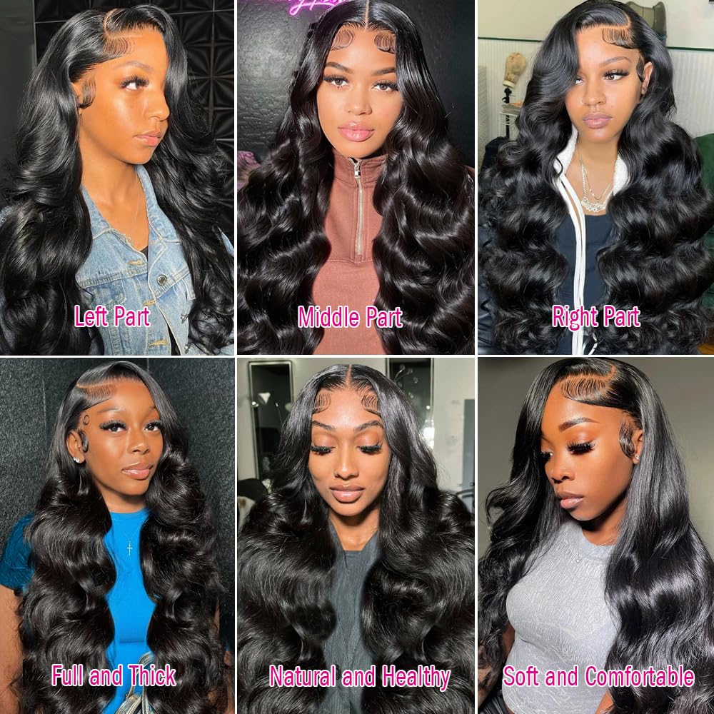 Tiwugi 28 Inch Body Wave Lace Front Wigs Human Hair 13x4 HD Lace Front Wigs Human Hair Pre Plucked Body Wave Glueless Frontal Wigs Human Hair 180% Density for Women