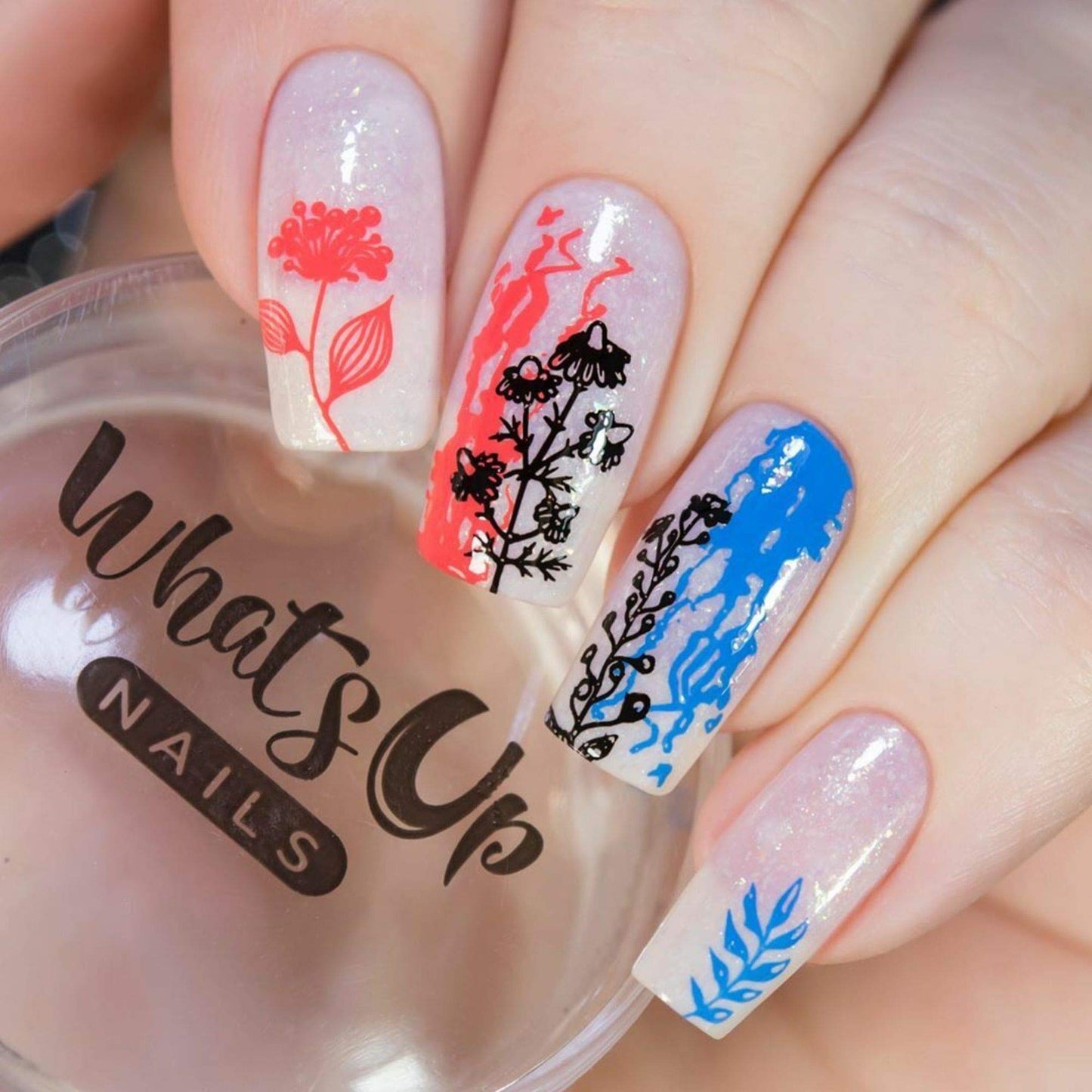 Whats Up Nails - Floral Correlation Stamping Polish Coral Lacquer for Stamped Nail Art Design 7 Free Cruelty Free Vegan