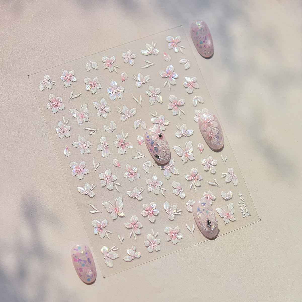 5D Embossed Flower Nail Art Stickers Pink Butterfly Nail Decals Spring Cherry Blossom Designs Self-Adhesive Nail Decor Flower Petal Nail Design Stickers Cute Nail Art Decals for Women DIY Manicure