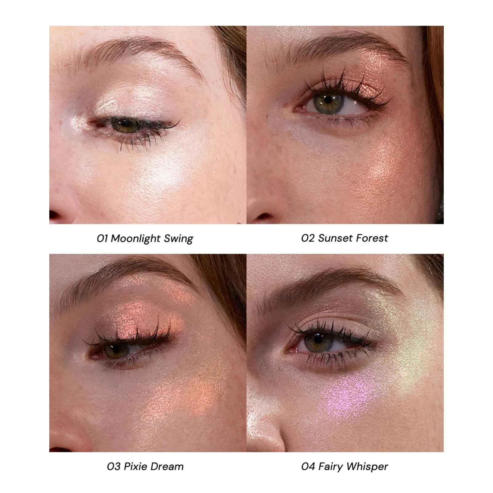 Flower Knows Midsummer Fairytales Liquid Highlighter(Multichrome),Highlighter Makeup,Pearlescent Face & Body Illuminator,Blendable & Long-lasting face Highlighter for All Skin Tones(04 Fairy Whisper)