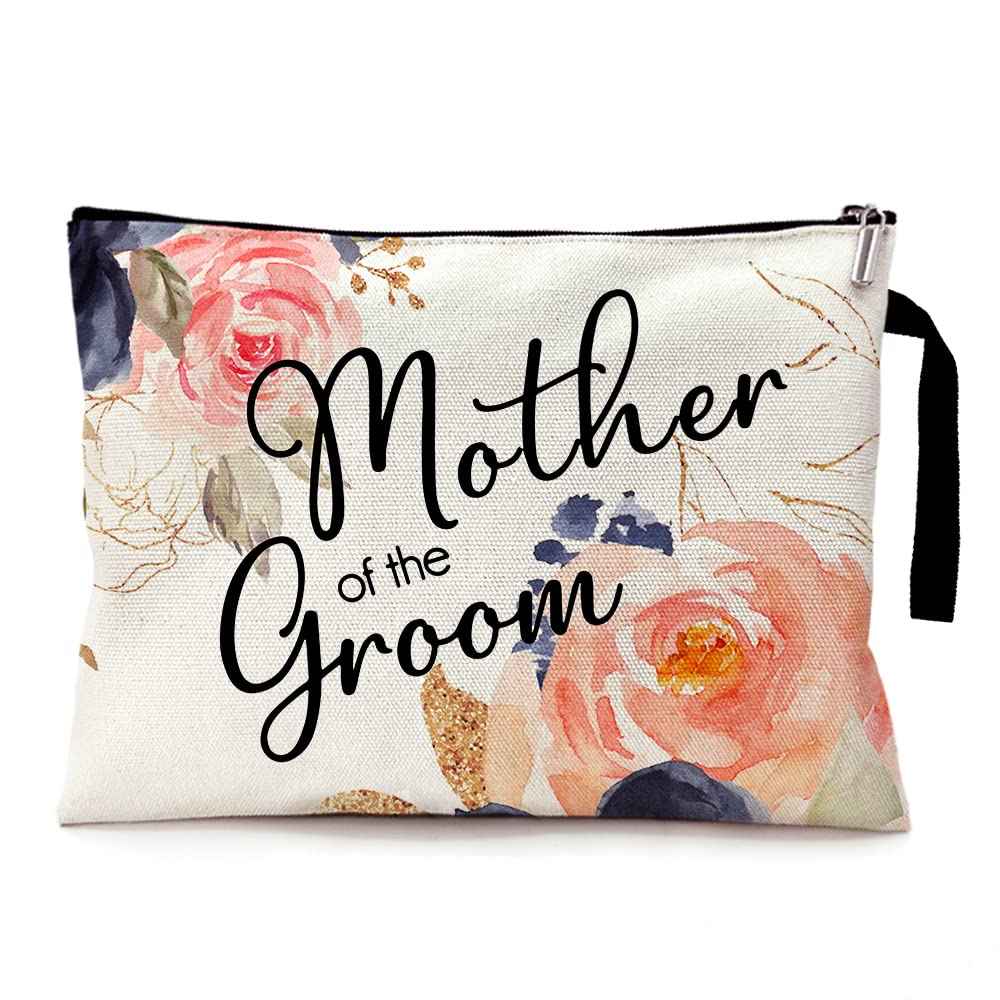 ZHANTUONE Mother of the Groom Funny Cosmetic Bag, for Travel Toiletry Zipper Storage Pouch Makeup Bag, Wedding Engagement, Present for Mother Women, Wedding Gifts for mom friend coworker Sister BFF