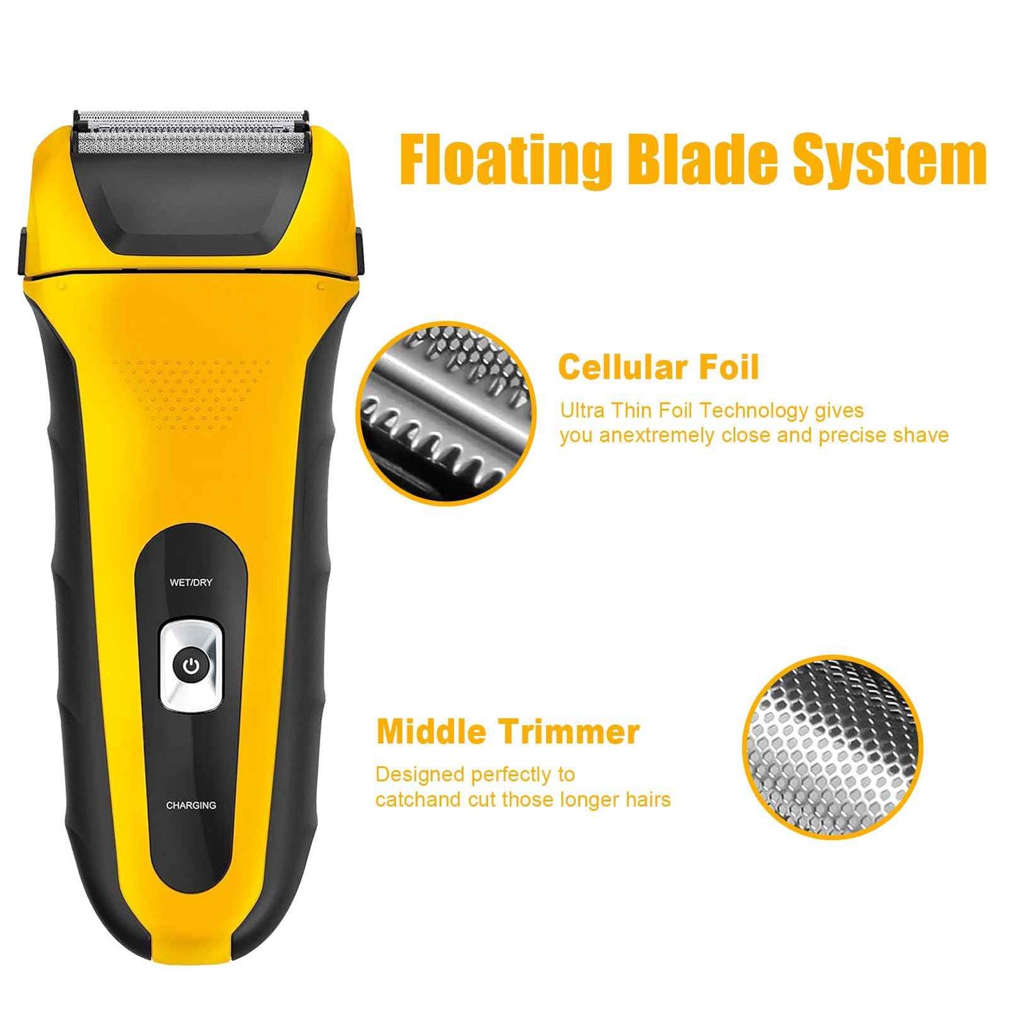 Yellow Shaver Replacement Foils, Cutters and Head Compatible with Wahl 7061 Series- Model 7045-100, 2 Packs