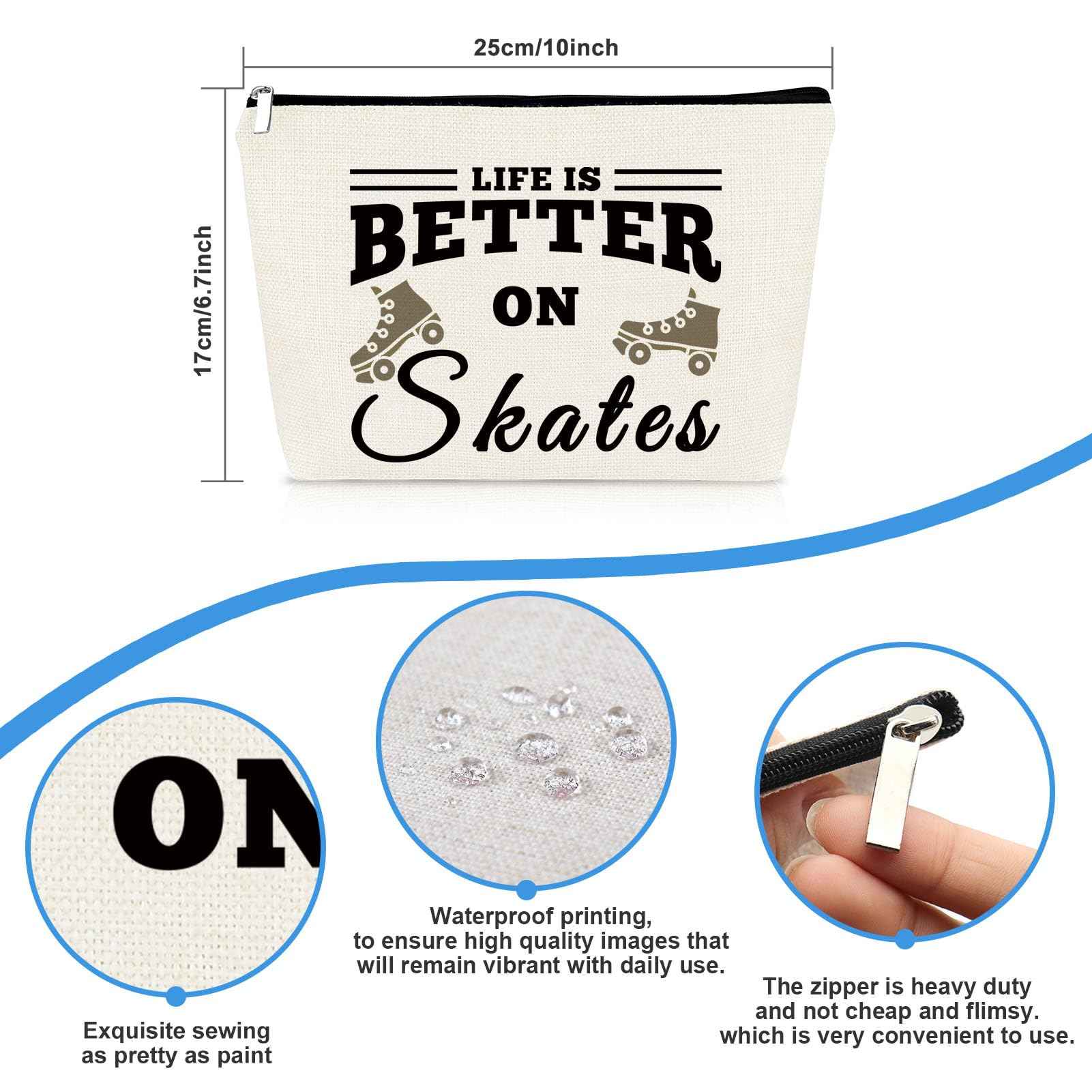 Roller Skater Gift Skates Makeup Bag Roller Skating Lover Gift for Girls Women Cosmetic Bag Skate Lover Gift Skating Team Gift Best Friend Daughter Birthday Christmas Gift Figure Skating Gift