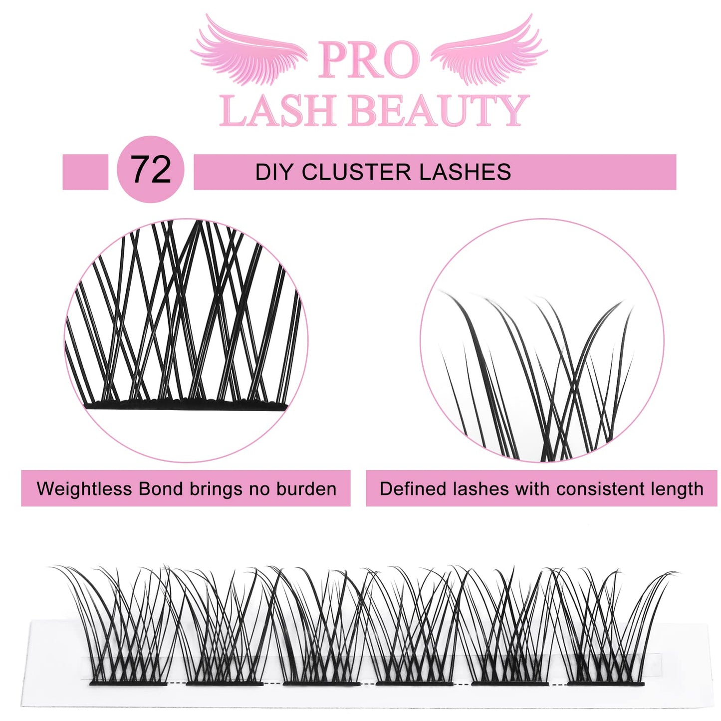 Cluster Lashes, 72 Pcs Individual Lashes, Lash Clusters DIY Eyelash Extension, Natural Lashes Super Thin Band Reusable Soft & Comfortable (Natural, D-14mm)