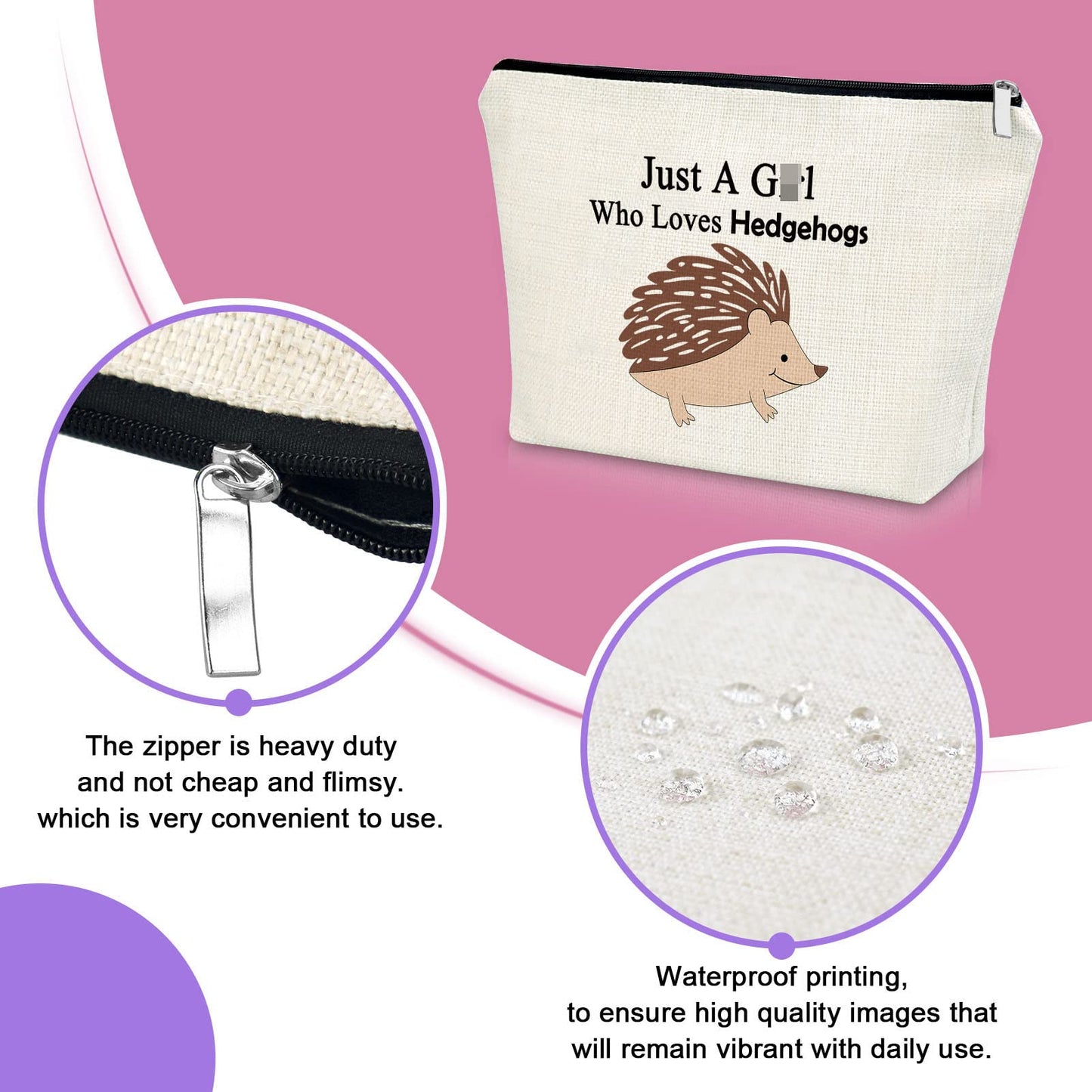 Hedgehog Gifts for Hedgehog Lovers Makeup Bag Hedgehog Lover Gift Hedgehog Owner Gifts Animal Lover Gifts Cosmetic Bag Hedgehog Mom Gift Graduation Birthday Christmas Gifts Cosmetic Travel Pouch