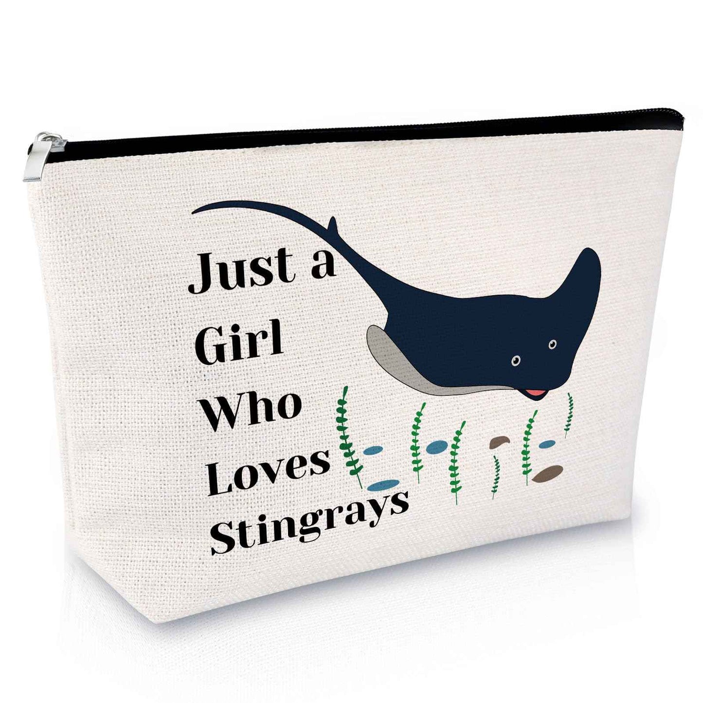 Stingray Themed Makeup Bag for Women Ocean Animal Gifts for Stingray Lovers Cosmetic Bag Sea Animal Manta Ray Gifts Christmas Funny Birthday Presents for Her Travel Pouch