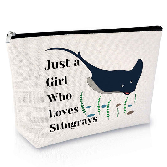 Stingray Themed Makeup Bag for Women Ocean Animal Gifts for Stingray Lovers Cosmetic Bag Sea Animal Manta Ray Gifts Christmas Funny Birthday Presents for Her Travel Pouch