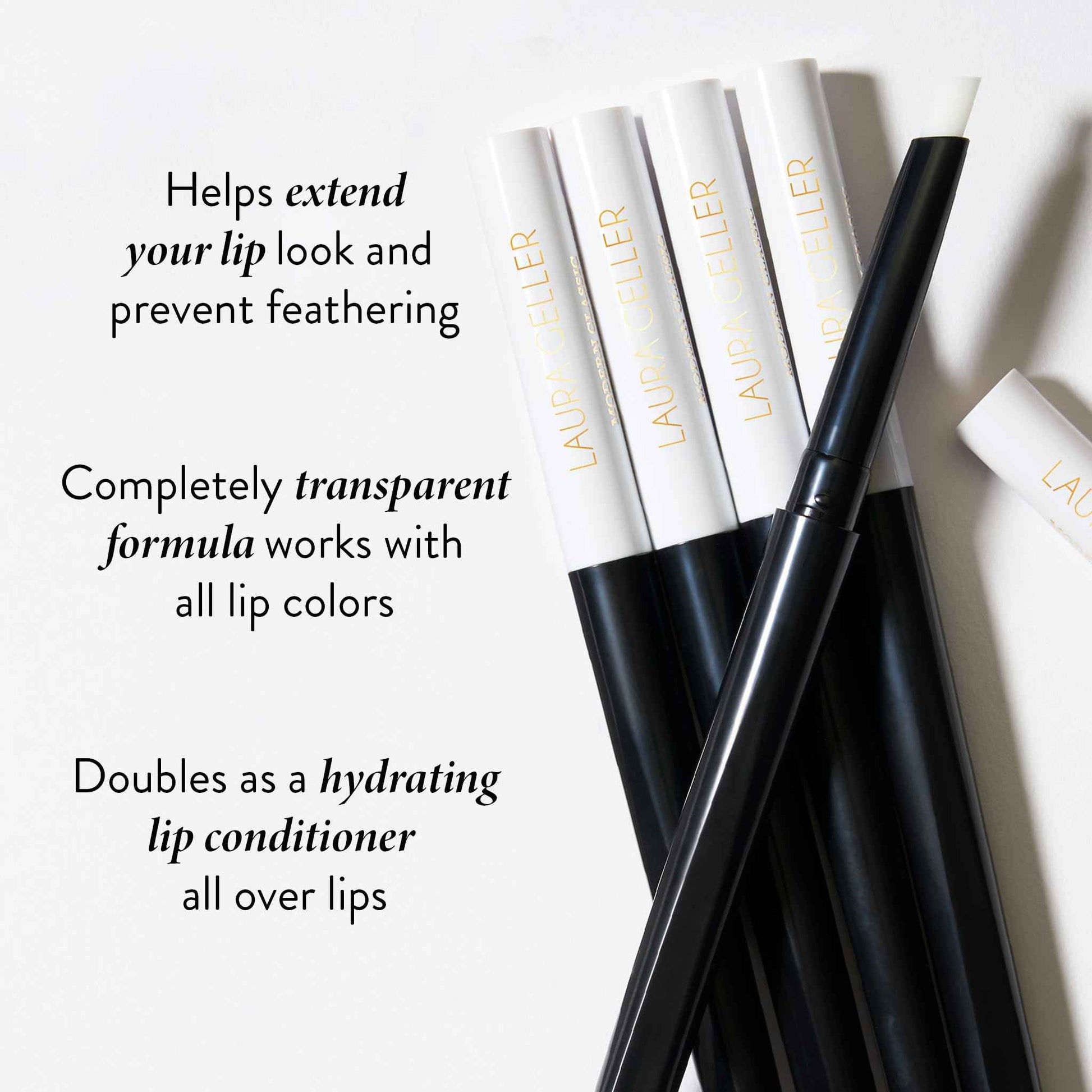 LAURA GELLER NEW YORK Italian Marble Sheer Lipstick, Honey Bun + Modern Classic Invisible Color Locking Lip Liner, Clear