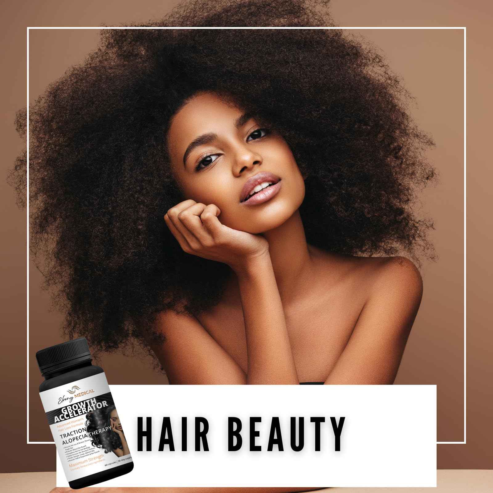 Ebony Medical Hair Regrowth Supplement for Women – Traction Alopecia & Thinning Hair Support – Follicle Repair, Stronger Hair Growth & Density – Keratin Boost, Natural Hair Vitamins – 30-Day Supply