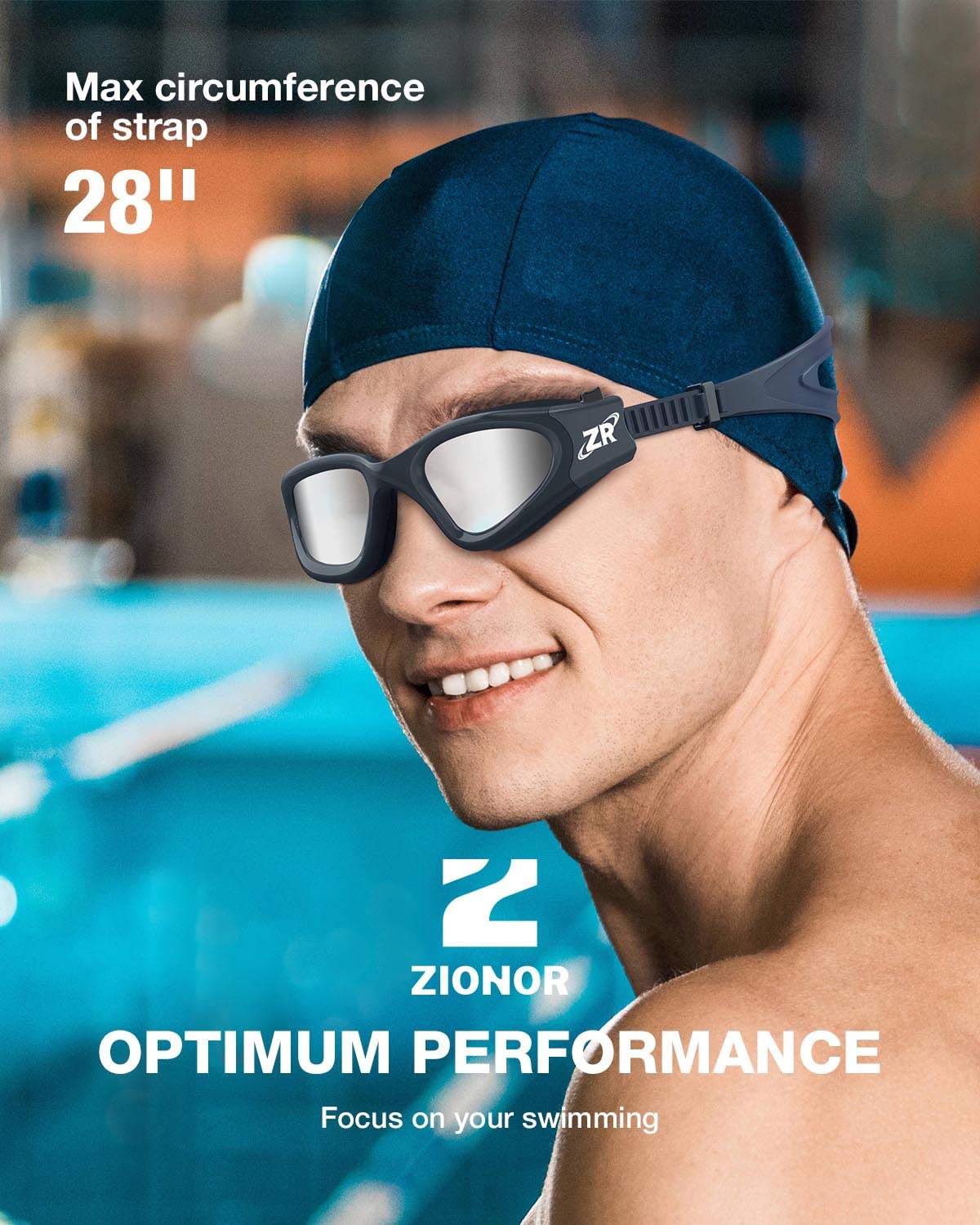 ZIONOR Swim Goggles, G1 Polarized Swimming Goggles UV Protection Leakproof Anti-fog Adjustable Strap for Adult Men Women (Polarized Mirror Silver Lens)