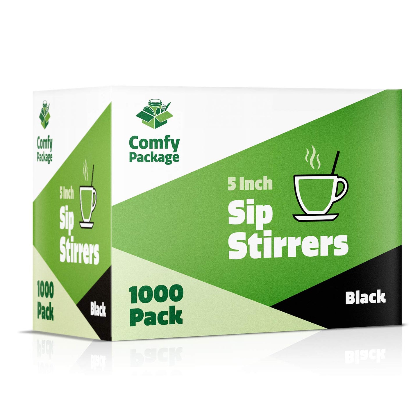 Comfy Package [1000 Count] 5 Inch Coffee & Cocktail Stirrers/Straws Disposable Plastic Sip Stir Swizzle Sticks - Black