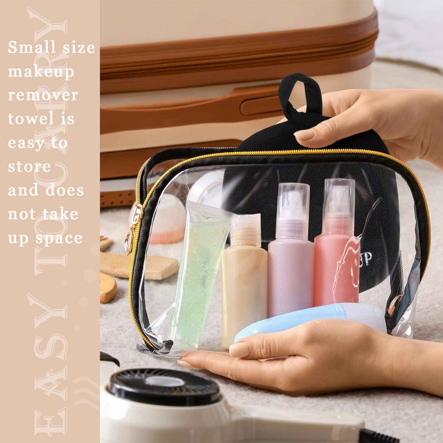 Queekay 48 Pcs Makeup Remover Cloths Reusable Washable Remover Pads Soft Microfiber Washcloths Facial Cloths Makeup Towels Holiday Gift for Women, 5 x 5 Inch(Black)