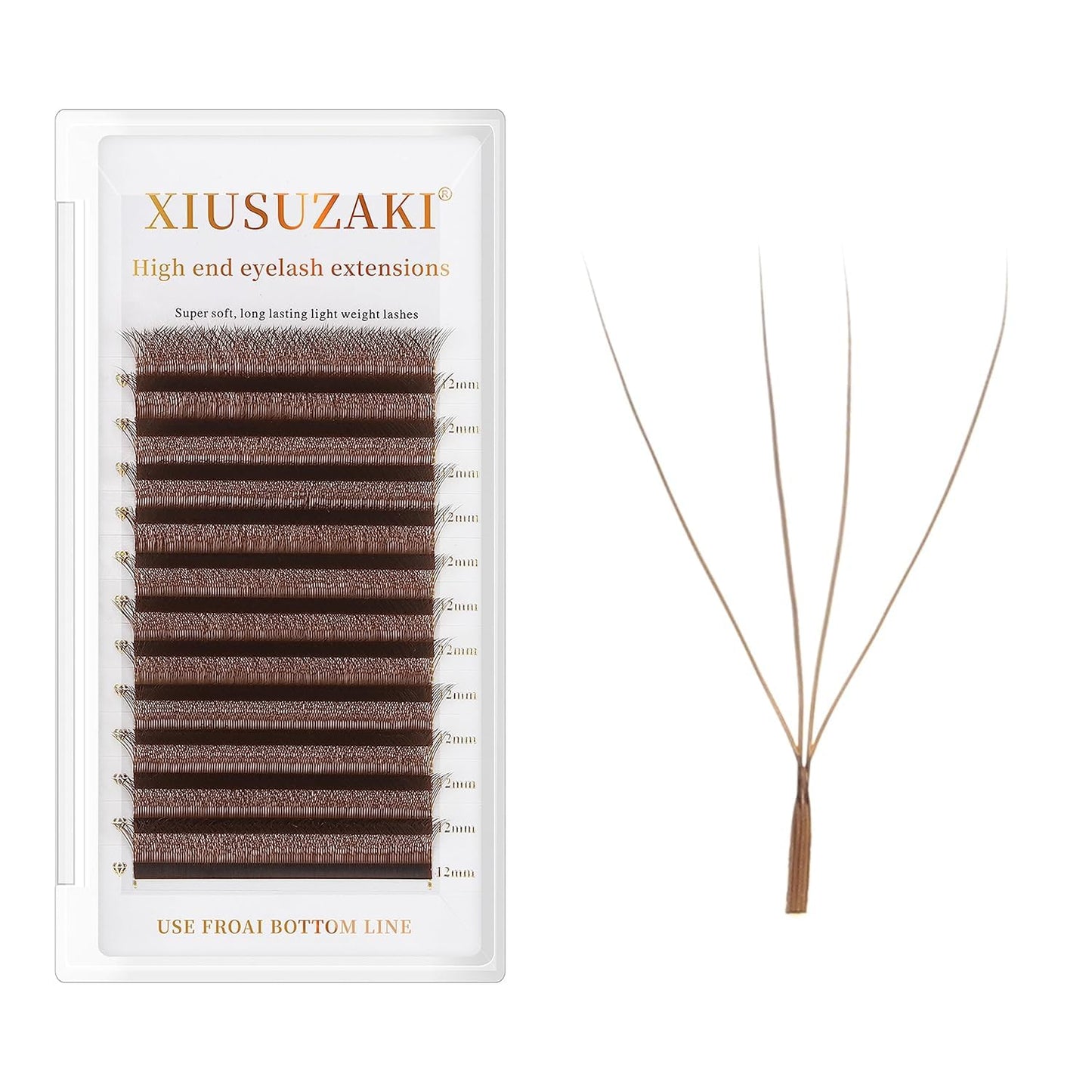 XIUSUZAKI W Lash Extensions Brown 4D Eyelash Extensions W Shape 0.07mm Thickness C Curl Mix 8-15mm Premade Fans Lashes Colored Lash Extension Volume Lashes Individual Lashes(W-Brown-4D-0.07-C,8-15mm)