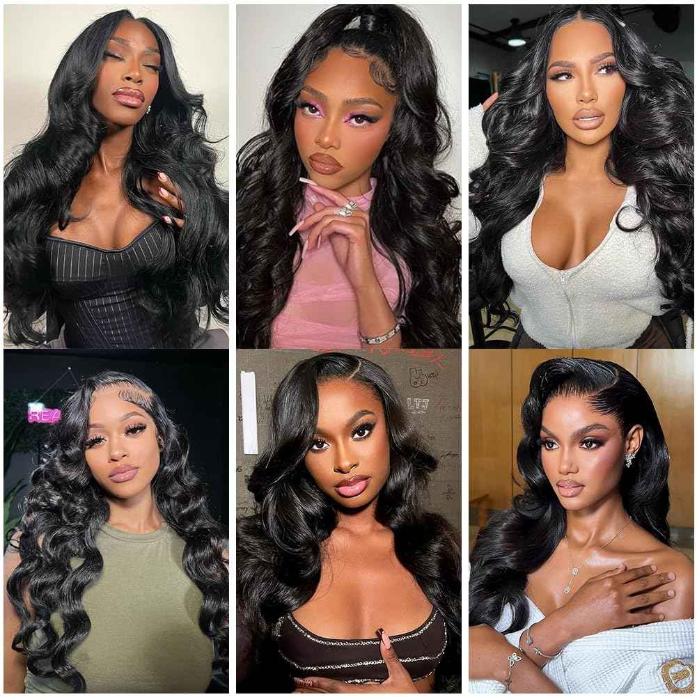 Human Hair Bundle Natural Black Body Wave Bundles 12 14 16 inch 100% Unprocessed Brazilian Virgin Hair 3 Bundles #1b Color Natural Black 150g
