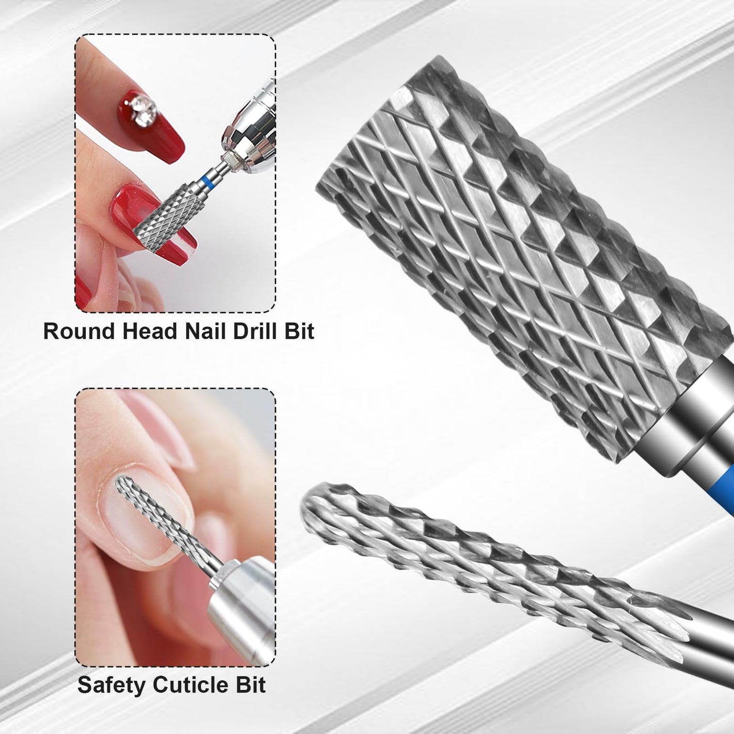 Lermende Nail Bits Drill/Cuticle Bits for Nail Drill - 3/32 Inch Tungsten Nail Drill Bits for Acrylic Nails（2pcs）