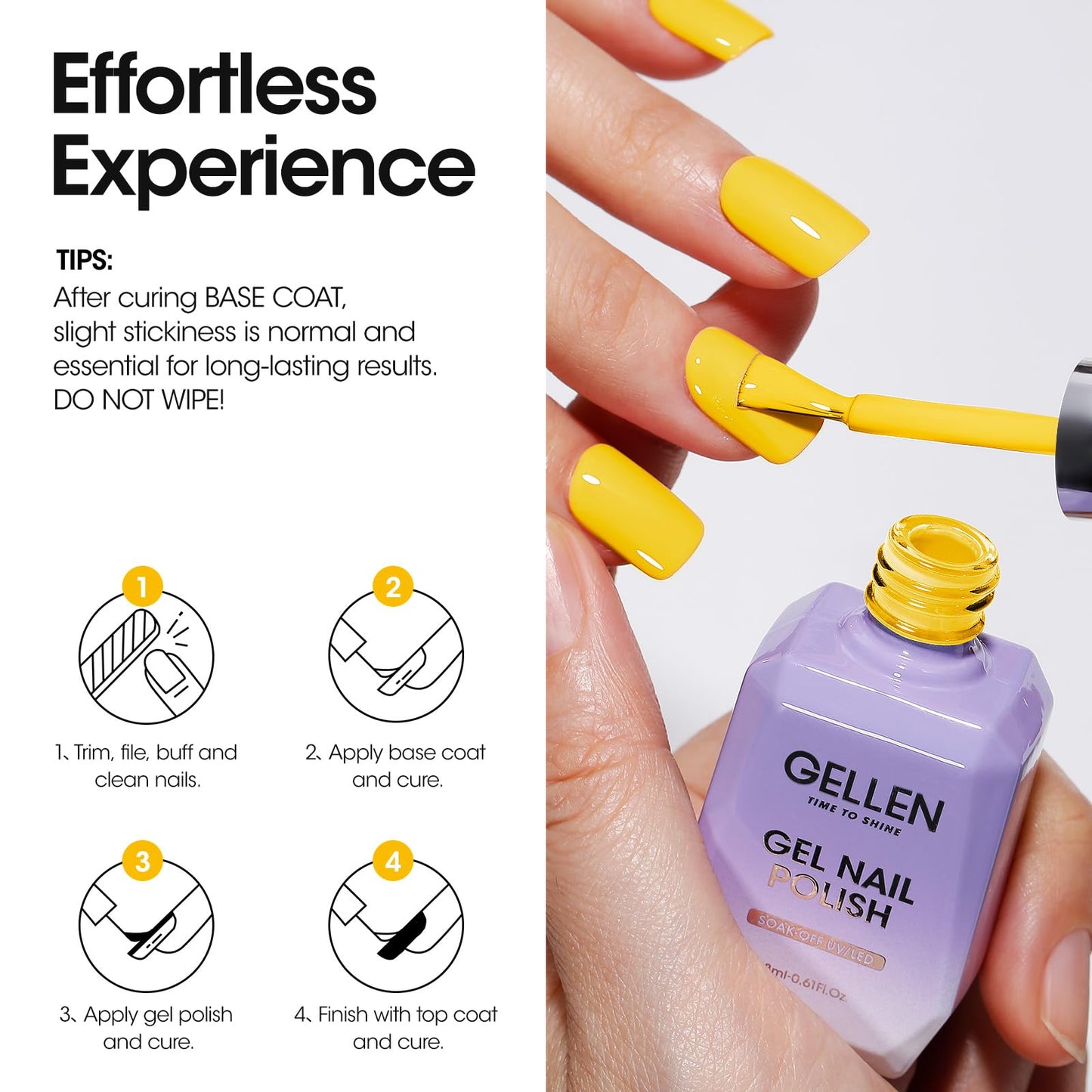 Gellen Gel Nail Polish, 18ml Yellow Gel Polish Soak Off UV LED Nail Gel Polish Nail Art Design Manicure Salon Home DIY Salon Gel Gifts for Women Girls 0.6OZ #911