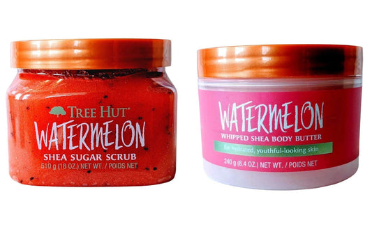 Tree Hut Radiant Skin Watermelon Shea Sugar Scrub Bundled With Watermelon Whipped Shea Body Butter