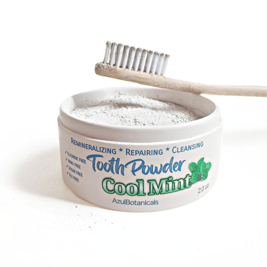 Remineralizing & Cleansing Tooth Powder, Cool Mint. Fluoride Free, SLS Free, Nano Free for Organic Oral Wellness
