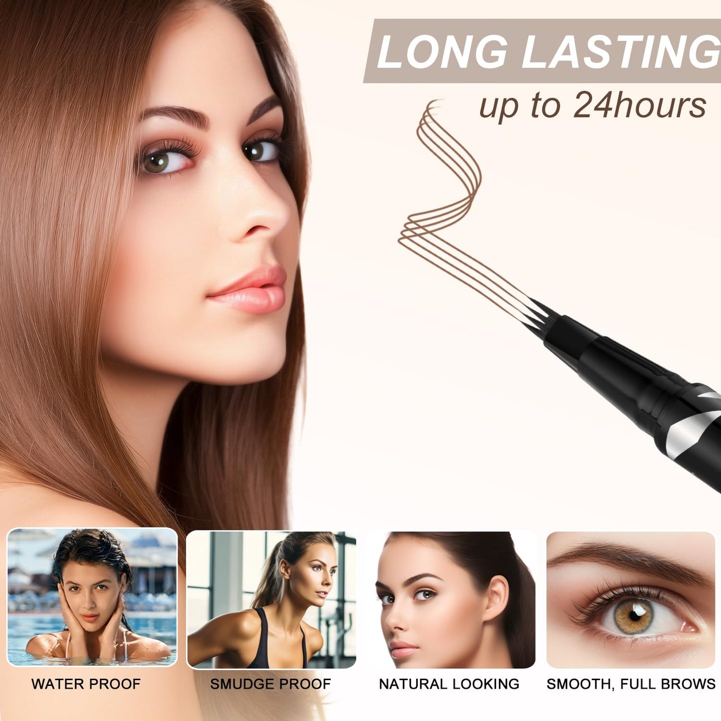 LAVONE Eyebrow Pen,2-IN-1 Dual-ended Waterproof Eyebrow Pencil,with 4 Tip Microblading Eyebrow Pen and Ultra-Precise Brow Pencil,Dual-ended Eyebrow Brush,Eyebrows Makeup for Natural Looking-Soft Brown